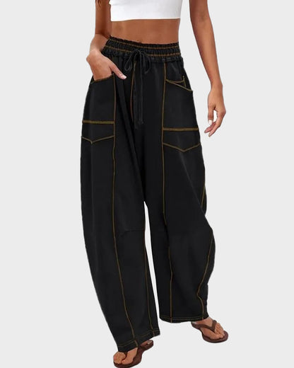 Hip-Hop-Hose im Patchwork-Stil mit weitem Bein und Taschen