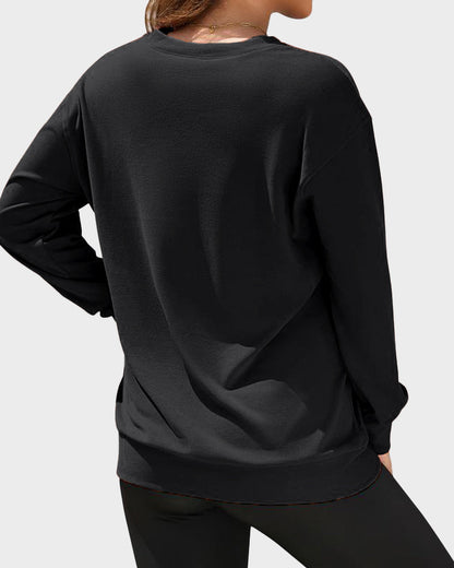 Oversize-Sweatshirt mit V-Ausschnitt und Fleece-Futter, ohne Kapuze