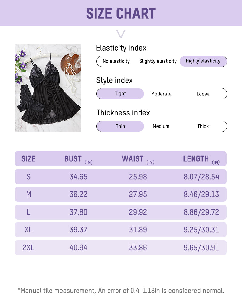 Lace & Sheer Mesh Nightgown Set