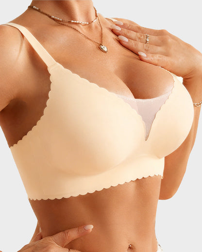 Bralette Push-Up Sans Armatures en Dentelle Festonnée