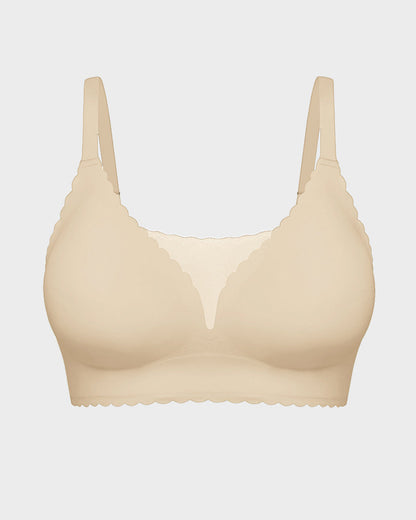 Bralette Push-Up Sans Armatures en Dentelle Festonnée
