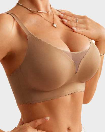 Bralette Push-Up Sans Armatures en Dentelle Festonnée