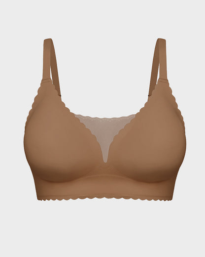 Bralette Push-Up Sans Armatures en Dentelle Festonnée