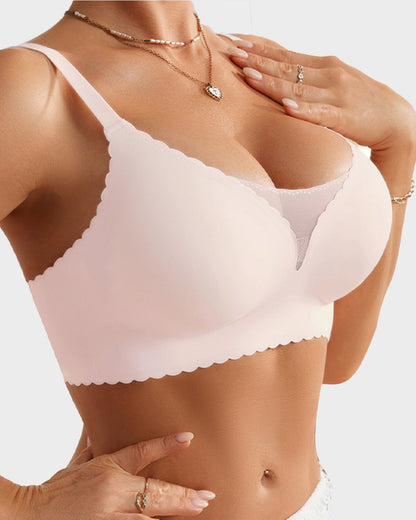 Bralette Push-Up Sans Armatures en Dentelle Festonnée