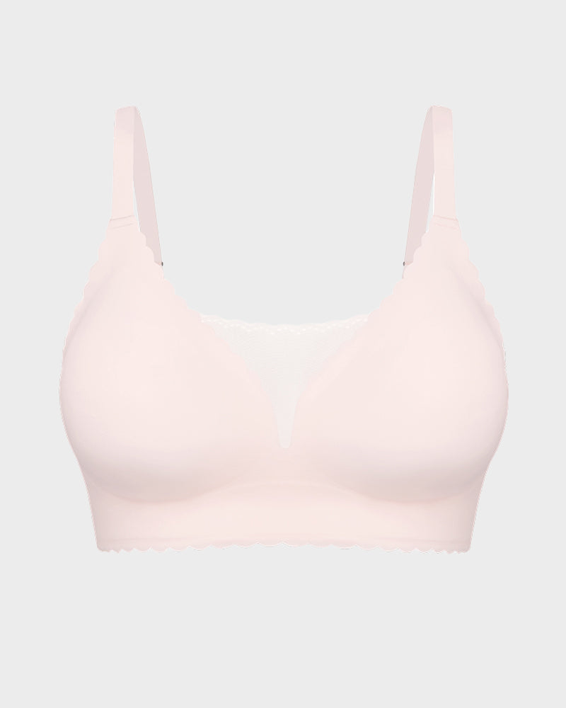 Bralette Push-Up Sans Armatures en Dentelle Festonnée