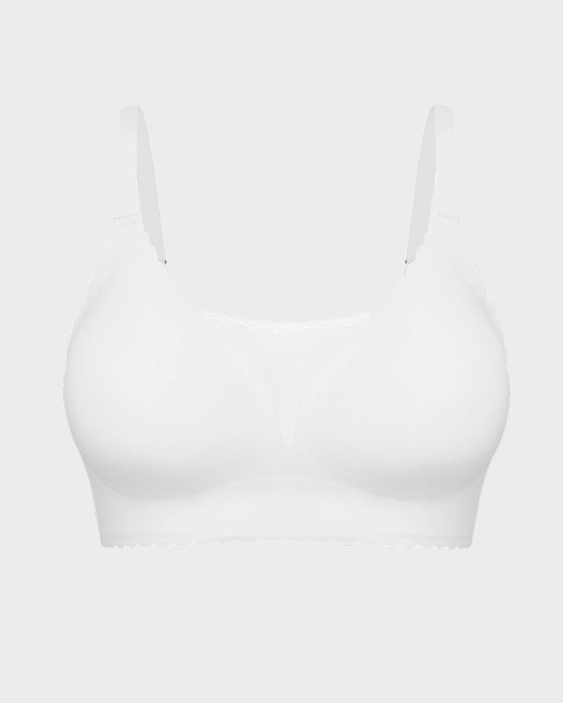 Bralette Push-Up Sans Armatures en Dentelle Festonnée
