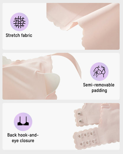 Bralette Push-Up Sans Armatures en Dentelle Festonnée