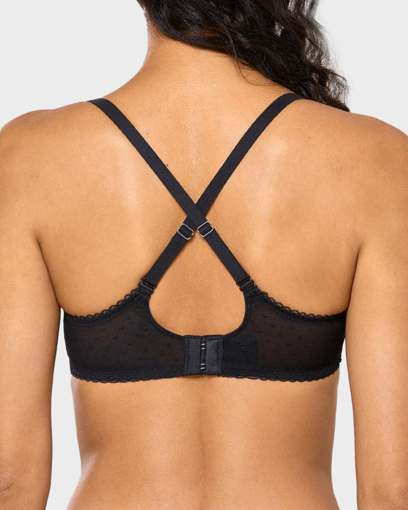 Sheer Lace Underwire Unlined Demi Balconette Bra