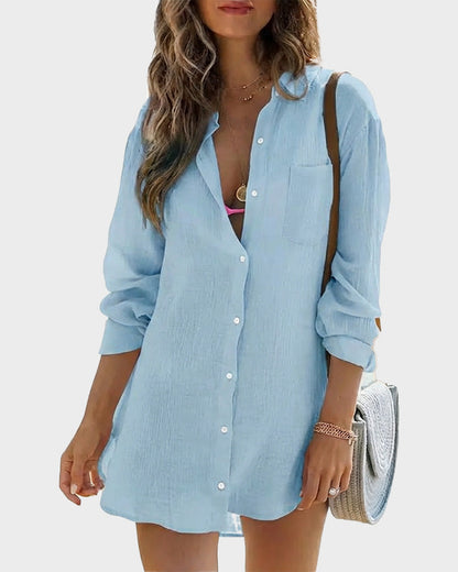 Chemise de Plage Légère en Gaze de Coton