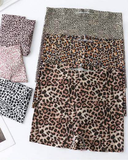 Culottes Mi-Taille en Soie Glacée Imprimé Léopard (Lot de 6)