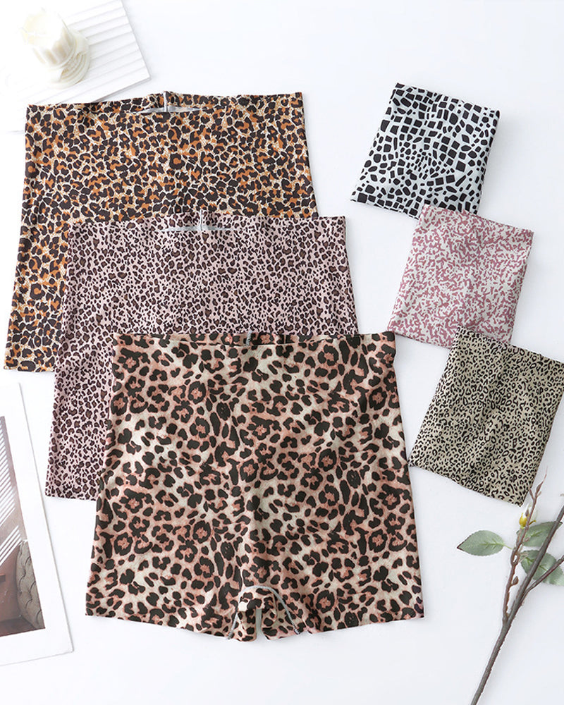 Culottes Mi-Taille en Soie Glacée Imprimé Léopard (Lot de 6)