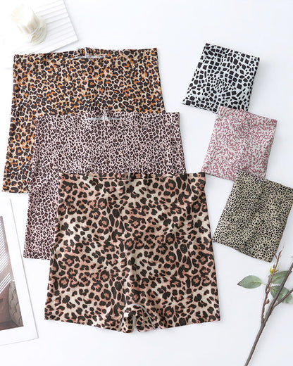 Culottes Mi-Taille en Soie Glacée Imprimé Léopard (Lot de 6)