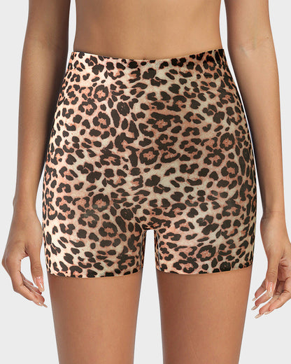 Culottes Mi-Taille en Soie Glacée Imprimé Léopard (Lot de 6)