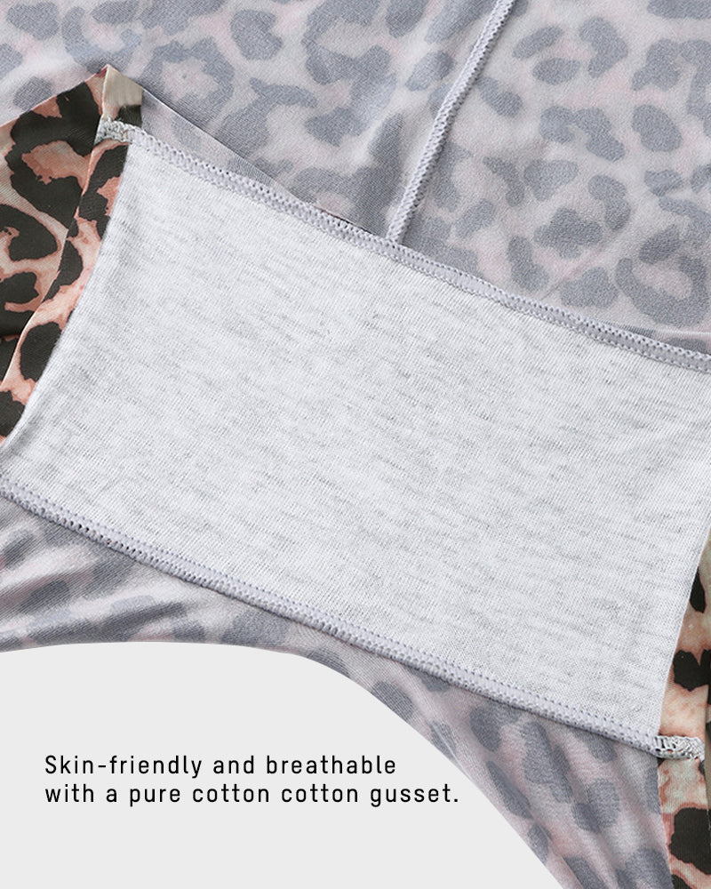 Culottes Mi-Taille en Soie Glacée Imprimé Léopard (Lot de 6)