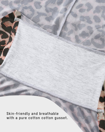 Culottes Mi-Taille en Soie Glacée Imprimé Léopard (Lot de 6)
