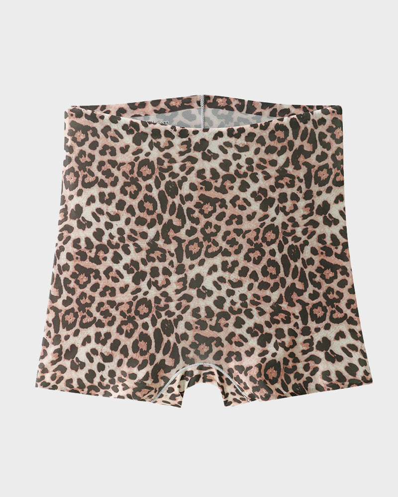 Culottes Mi-Taille en Soie Glacée Imprimé Léopard (Lot de 6)