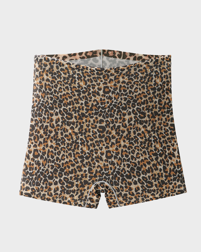 Culottes Mi-Taille en Soie Glacée Imprimé Léopard (Lot de 6)