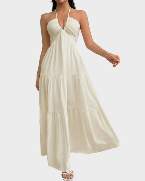 Ärmelloses Neckholder-Maxikleid mit offenem Rücken