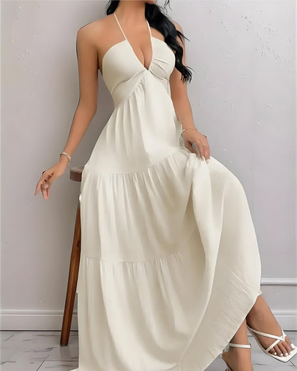 Ärmelloses Neckholder-Maxikleid mit offenem Rücken