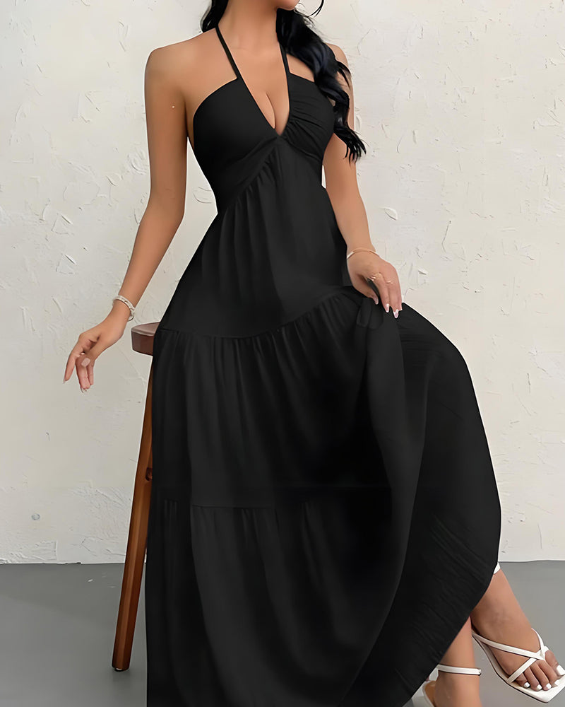 Ärmelloses Neckholder-Maxikleid mit offenem Rücken