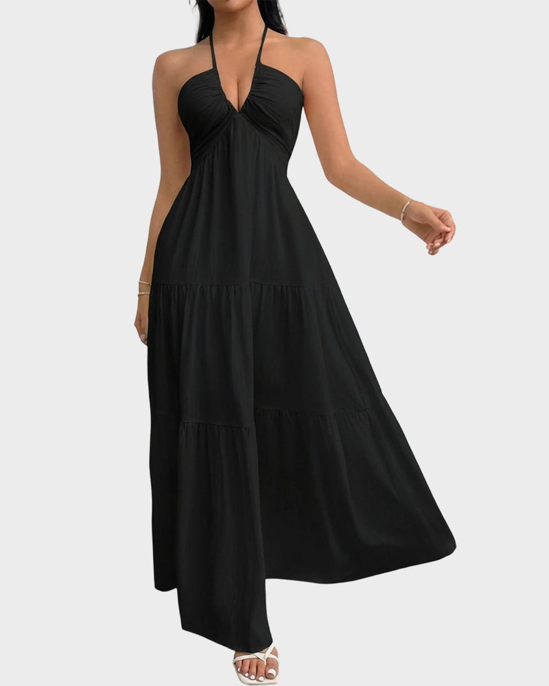 Ärmelloses Neckholder-Maxikleid mit offenem Rücken