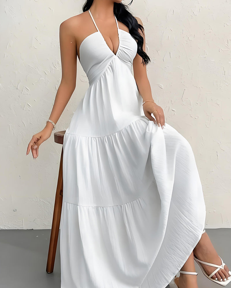 Ärmelloses Neckholder-Maxikleid mit offenem Rücken