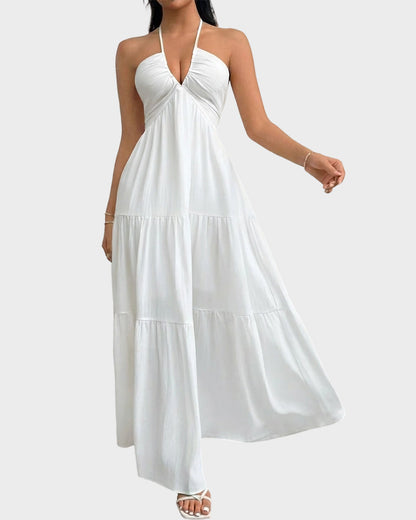 Ärmelloses Neckholder-Maxikleid mit offenem Rücken