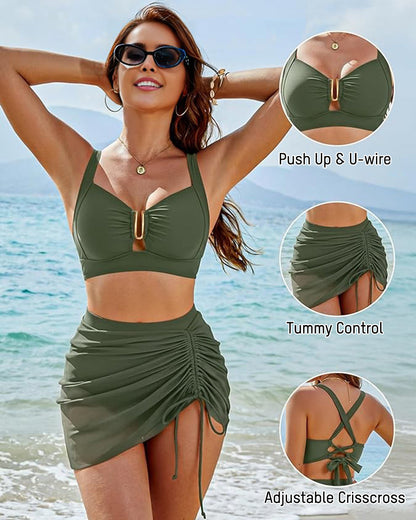 U-Wire Tummy Control Bikini Skirt Set