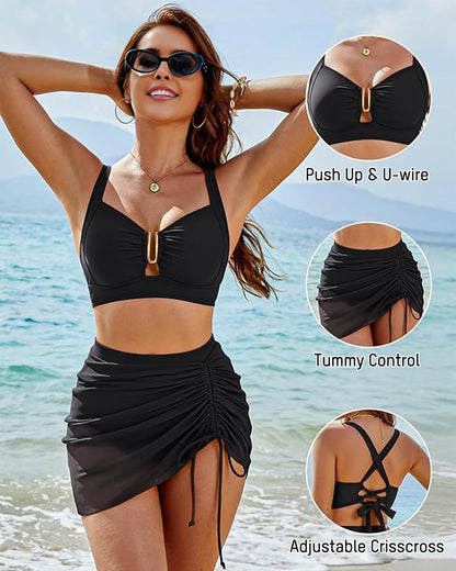 U-Wire Tummy Control Bikini Skirt Set