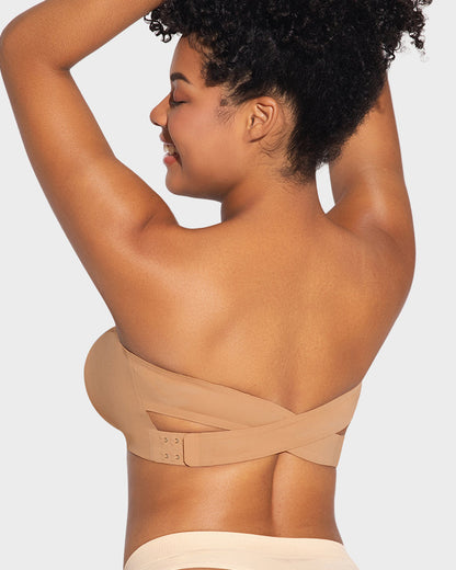 Crossover Non-Slip Side-Clasp Strapless Bra