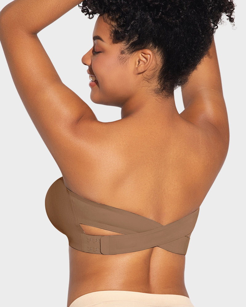 Crossover Non-Slip Side-Clasp Strapless Bra