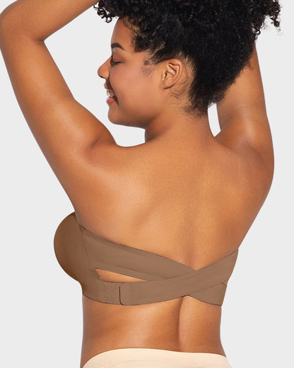 Crossover Non-Slip Side-Clasp Strapless Bra