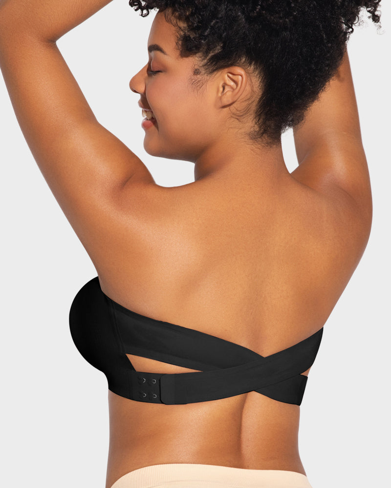 Crossover Non-Slip Side-Clasp Strapless Bra