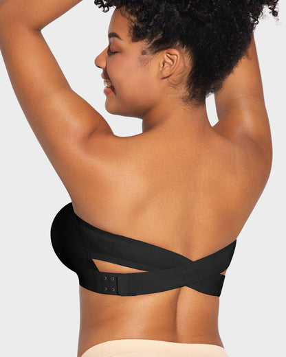 Crossover Non-Slip Side-Clasp Strapless Bra