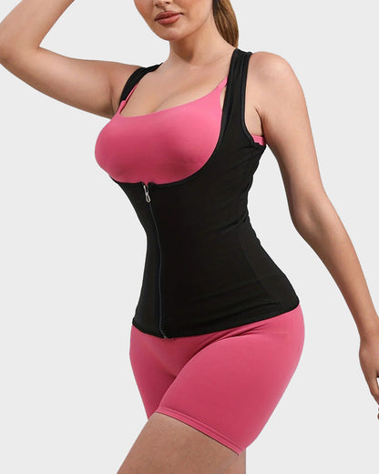 Sauna-Tanktop mit offenem Brustbereich und Reißverschluss
