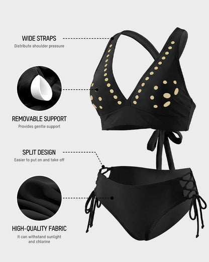 Cut-Out V-Neck Two-Piece Tie Bikini