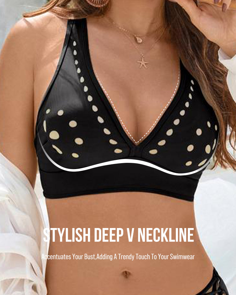 Cut-Out V-Neck Two-Piece Tie Bikini