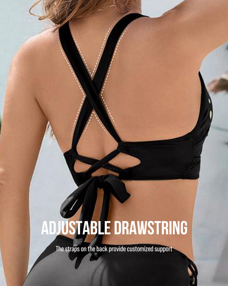 Cut-Out V-Neck Two-Piece Tie Bikini