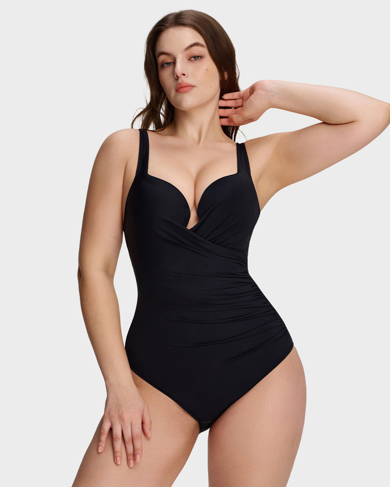 SculptSkin™ PlungeLift — Plunge Underwire Tummy-Control One-Piece Swimsuit