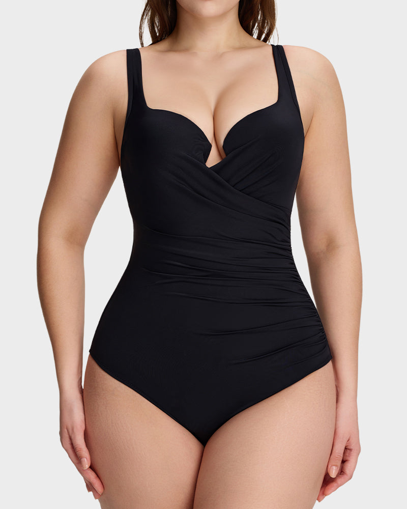 SculptSkin™ PlungeLift — Plunge Underwire Tummy-Control One-Piece Swimsuit