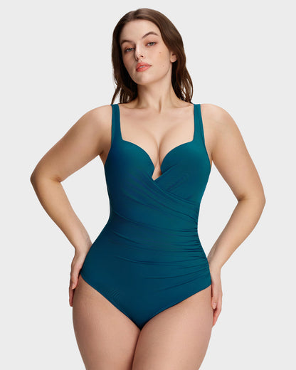 SculptSkin™ PlungeLift — Plunge Underwire Tummy-Control One-Piece Swimsuit
