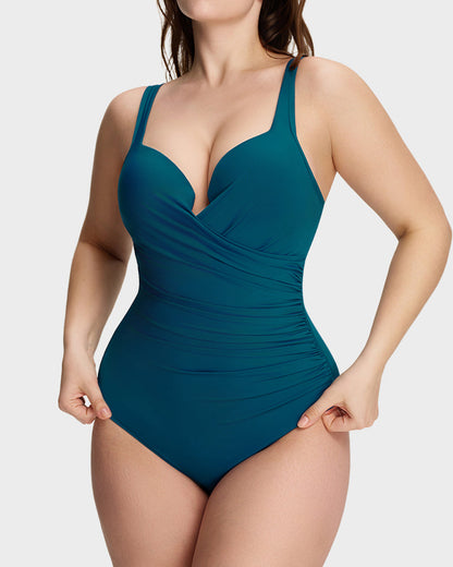 SculptSkin™ PlungeLift — Plunge Underwire Tummy-Control One-Piece Swimsuit