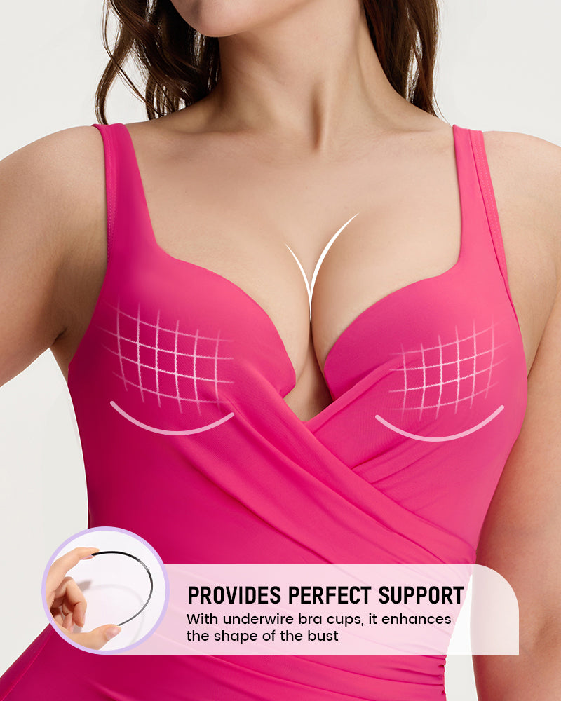 SculptSkin™ PlungeLift — Plunge Underwire Tummy-Control One-Piece Swimsuit