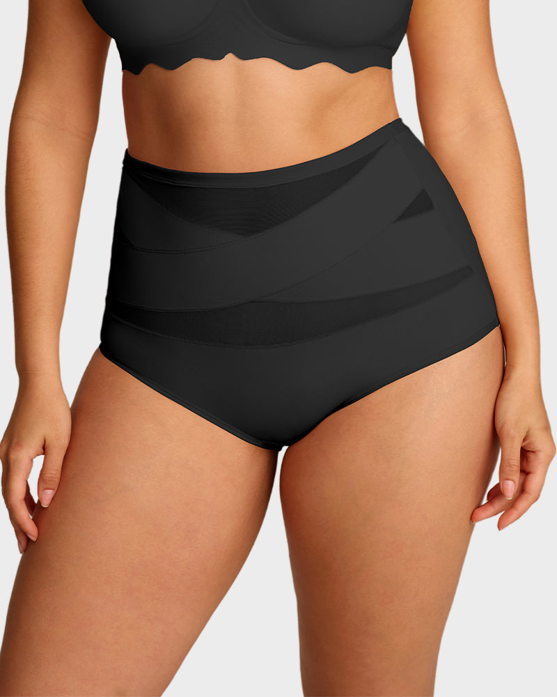 Plus-Size High-Waisted Cross Tummy-Control Panties (Pack of 5)