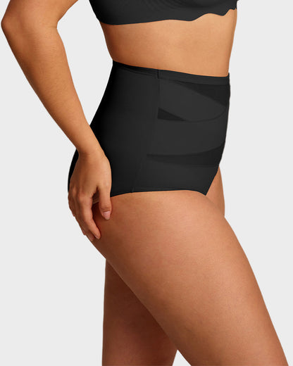 Plus-Size High-Waisted Cross Tummy-Control Panties (Pack of 5)