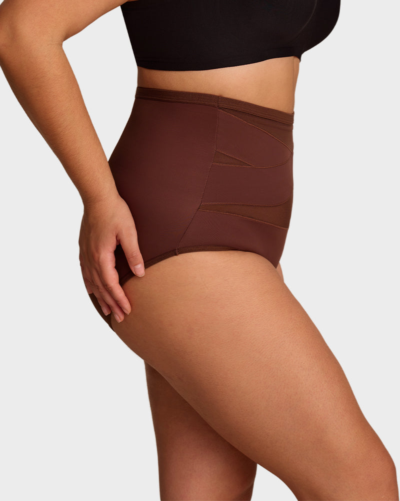 Plus-Size High-Waisted Cross Tummy-Control Panties (Pack of 5)