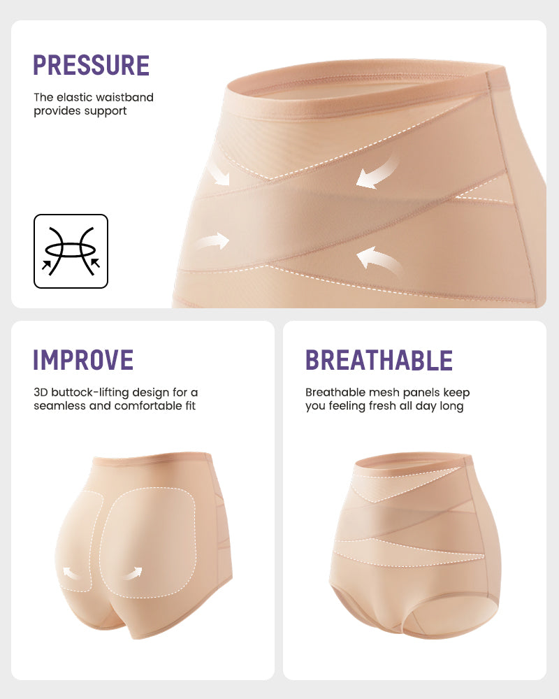 Plus-Size High-Waisted Cross Tummy-Control Panties (Pack of 5)