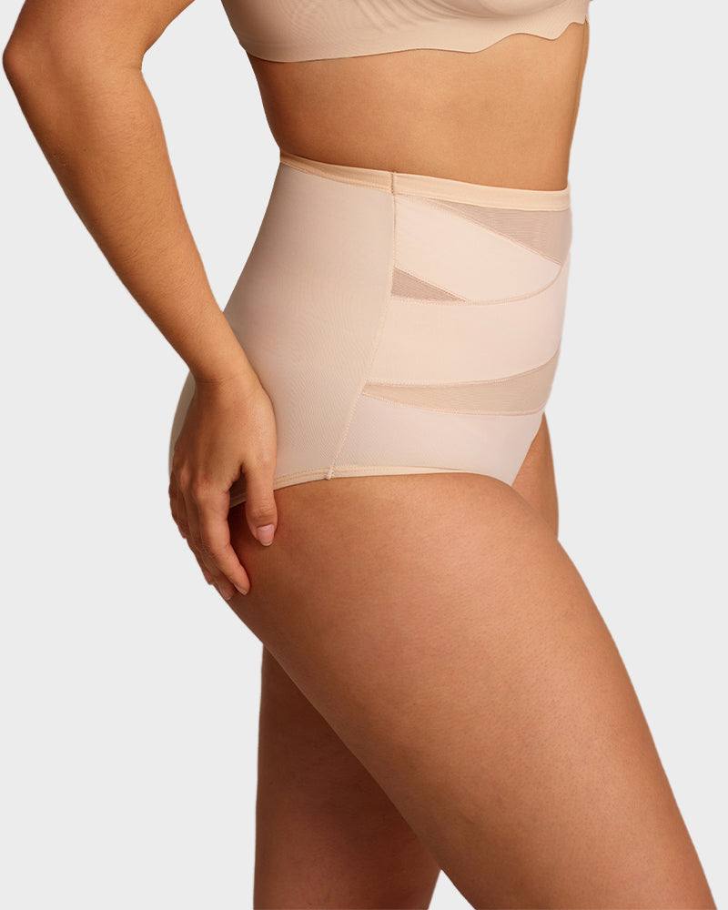 Plus-Size High-Waisted Cross Tummy-Control Panties (Pack of 5)