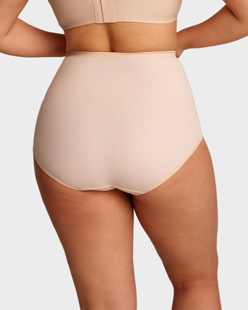 Plus-Size High-Waisted Cross Tummy-Control Panties (Pack of 5)
