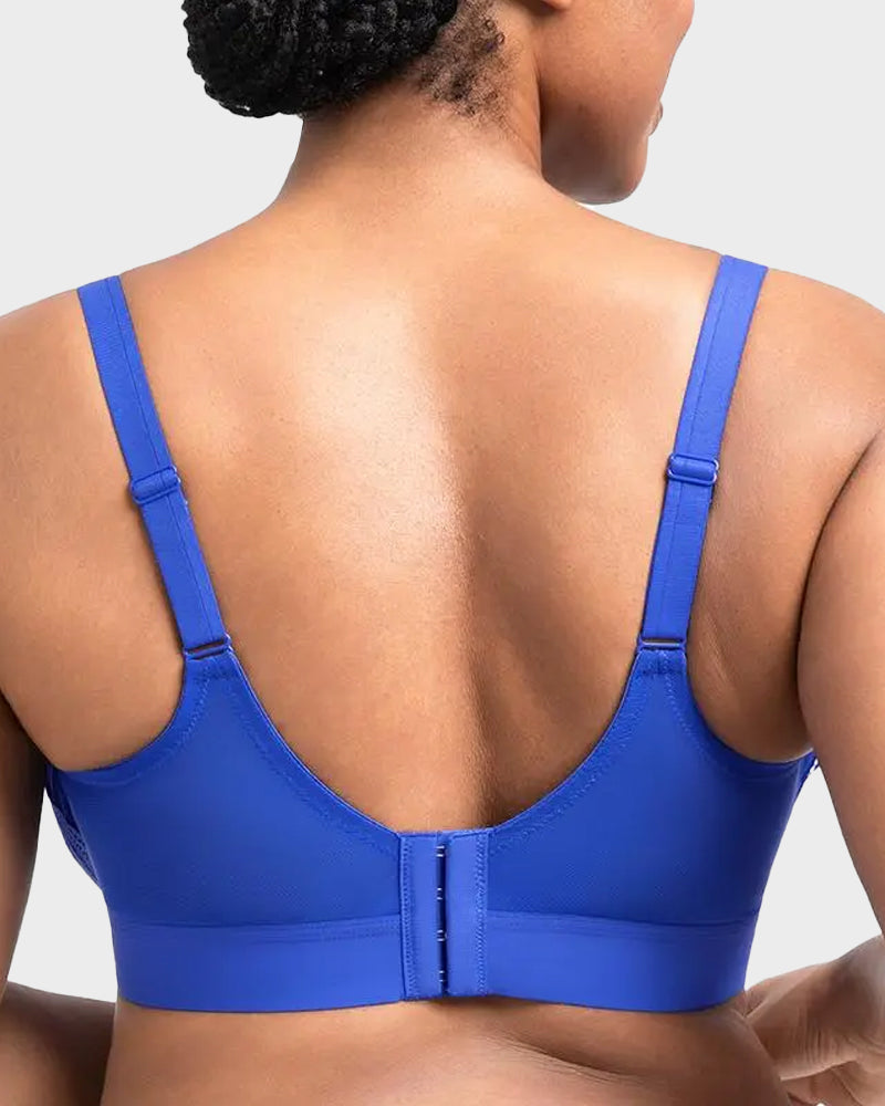 Plus-Size Lace and Mesh Full-Coverage Underwire Bra